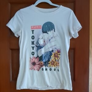 Hot Topic White Tokyo Ghoul Floral Graphic Tee